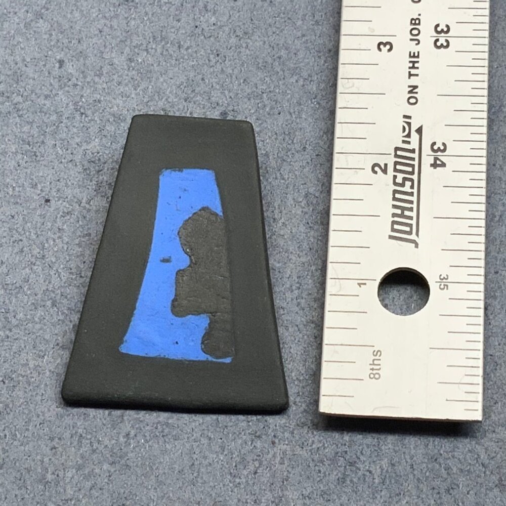 Abstract Trapezoid Pin Pendant Brooch 2.25 In Blue Black Clay Unisex Retro BoHo - Picture 4 of 6